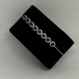 Elegant Silver Bracelet with Sapphire Blue Swarovski Crystals